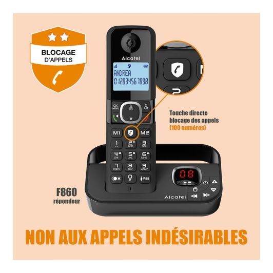 ALCATEL F860 Duo Telefon mit Anrufbeantworter, schwarz