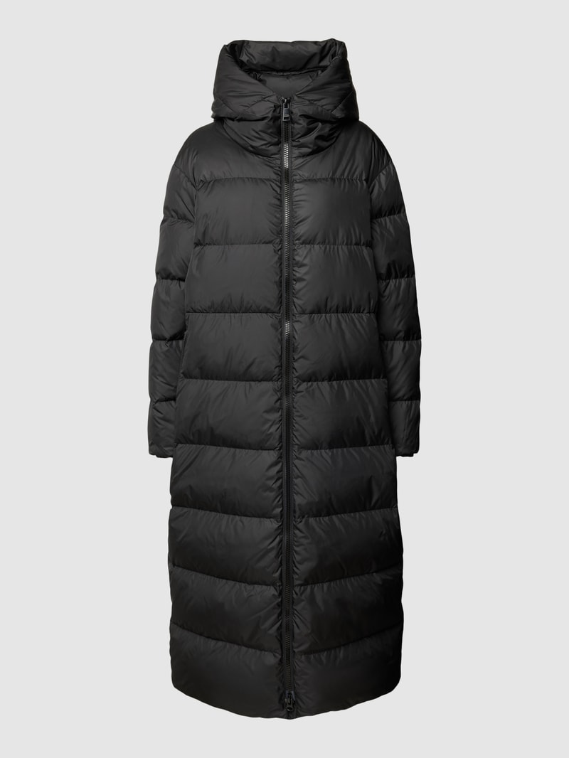 Steppmantel mit Kapuze in schwarz