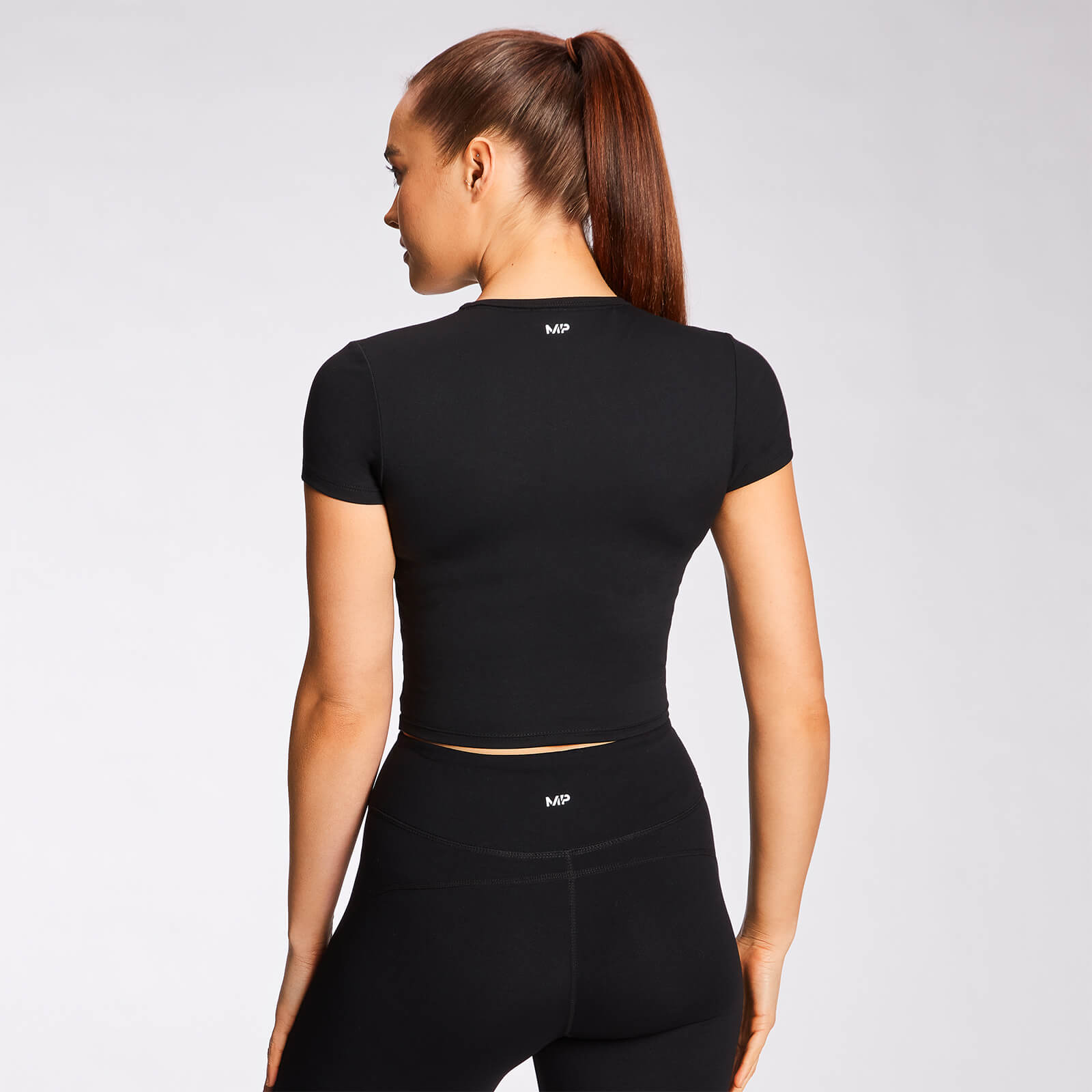 Crop top à manches courtes MP Power pour femmes – Noir