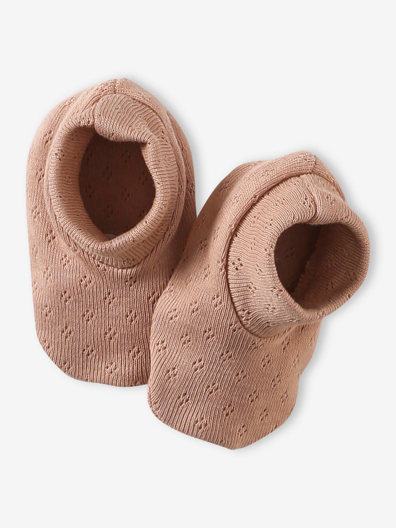Vertbaudet Mädchen Baby-Set aus Strick: Mütze, Fäustlinge & Schühchen Oeko-Tex - cappuccino