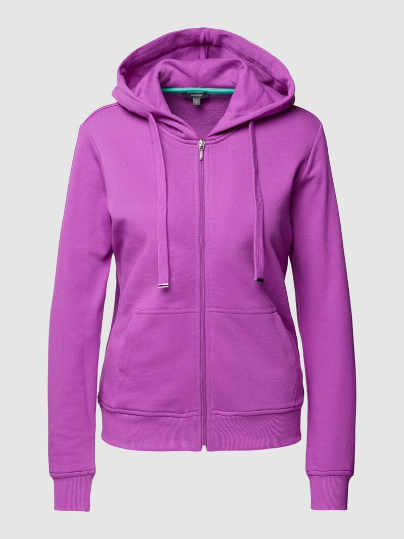 Sweatjacke mit gerippten Abschlüssen in lila