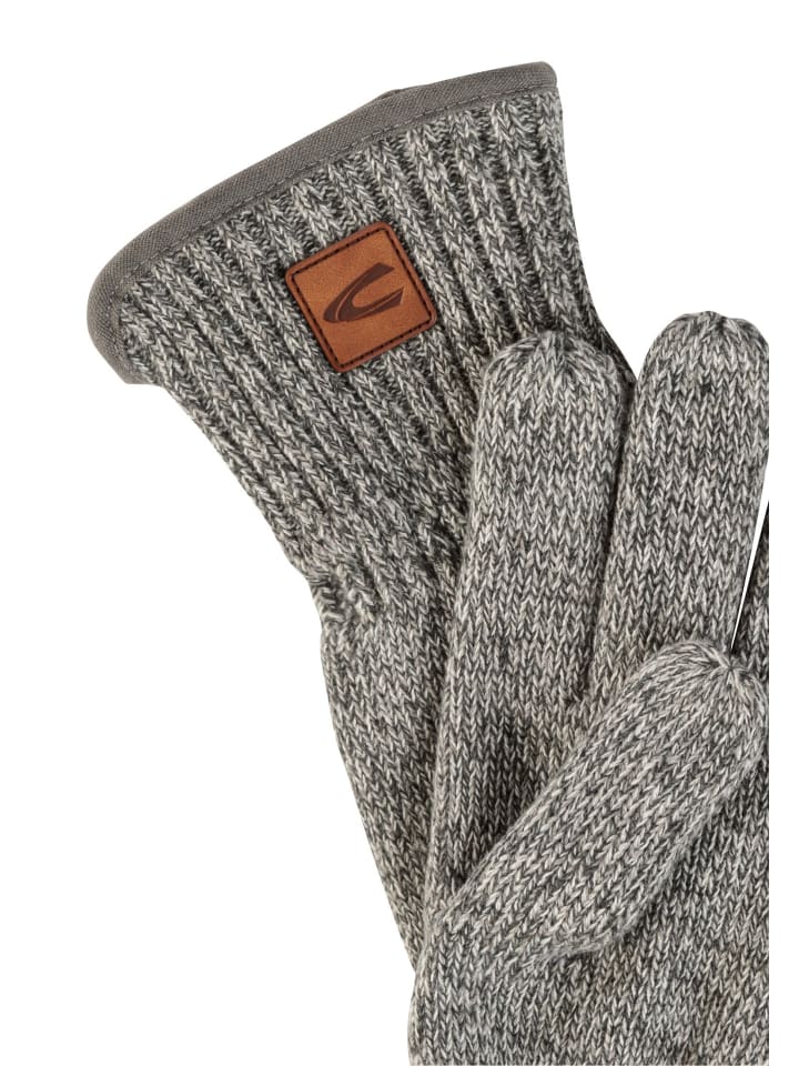 Camel Active Melierte Strickhandschuhe mit warmen Futter in Hellgrau günstig kaufen
