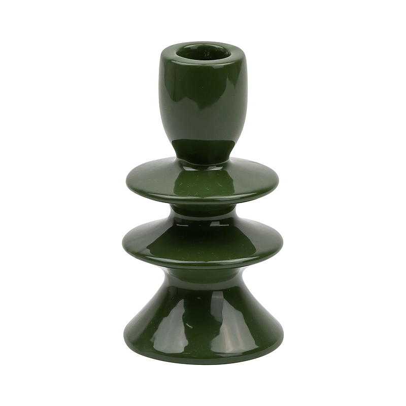 Home Kronelysholder 7x13,3 cm keramikk grønn
