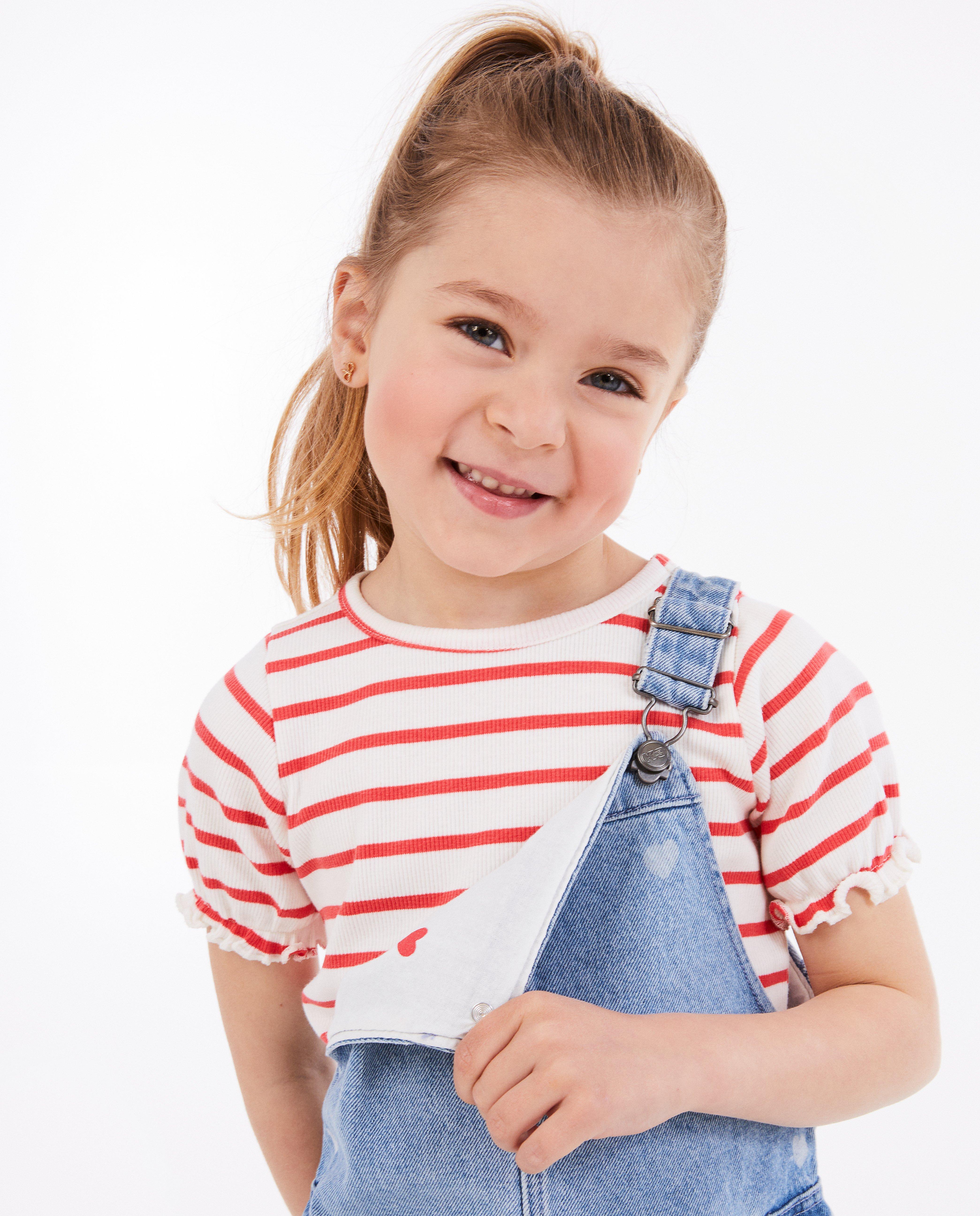 Tricou K3 cu nervuri fine Cei 3 purceluși roșu deschis