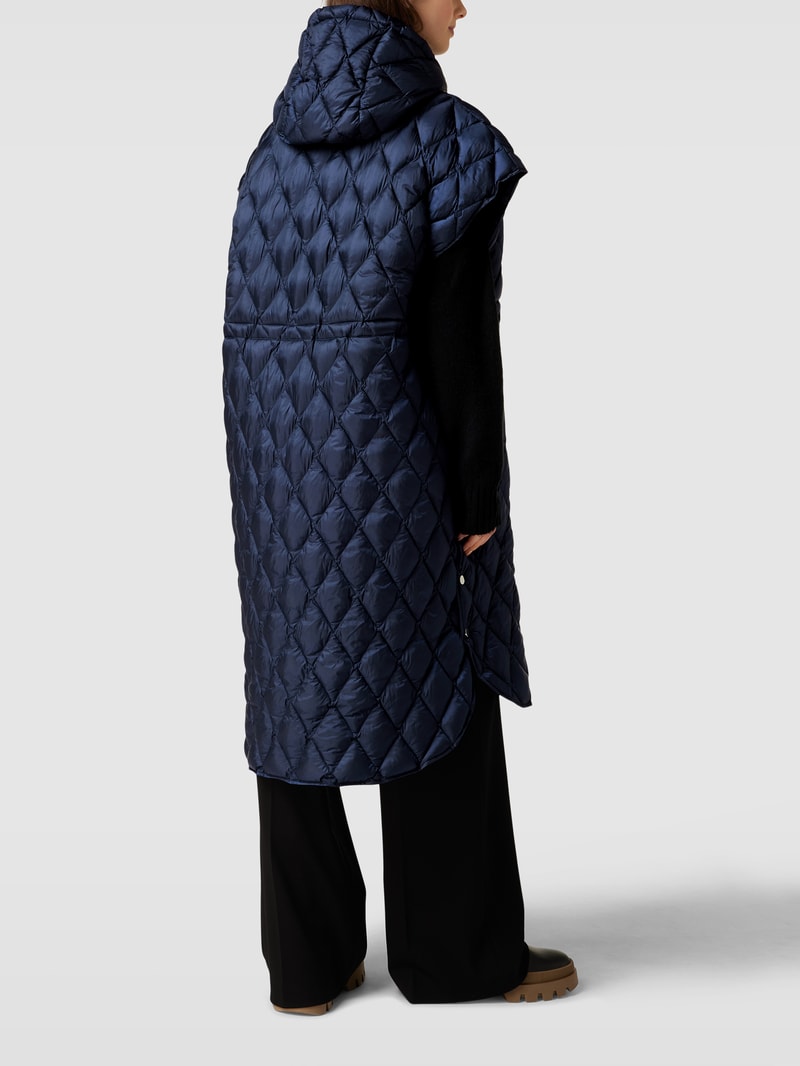 Oversized Steppweste mit Kapuze Modell 'CARLY LONG' in marineblau