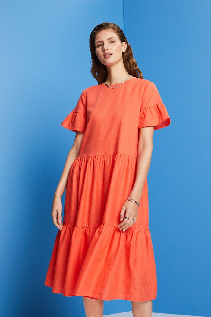 Midikleid, Baumwolle-Leinen-Mix