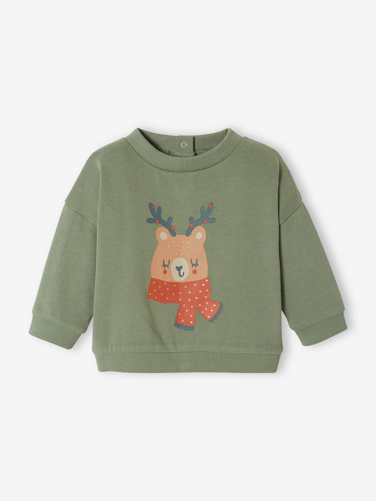 Sweat de Noël bébé vert sauge