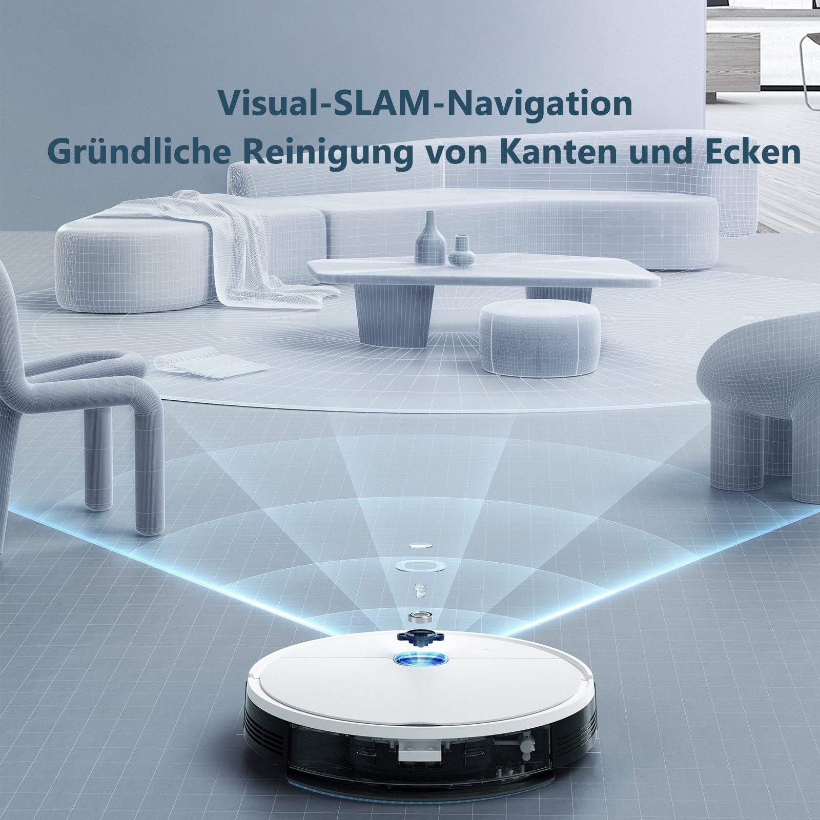 YEEDI Nass-Trocken-Saugroboter Vac Station, mit Absaugstation, 3-in-1-Funktion, App-/Sprachsteuerung, 69,00 W, beutellos, 200 min Laufzeit, 3000 Pa Saugleistung, Raumkarte, Teppicherkennung