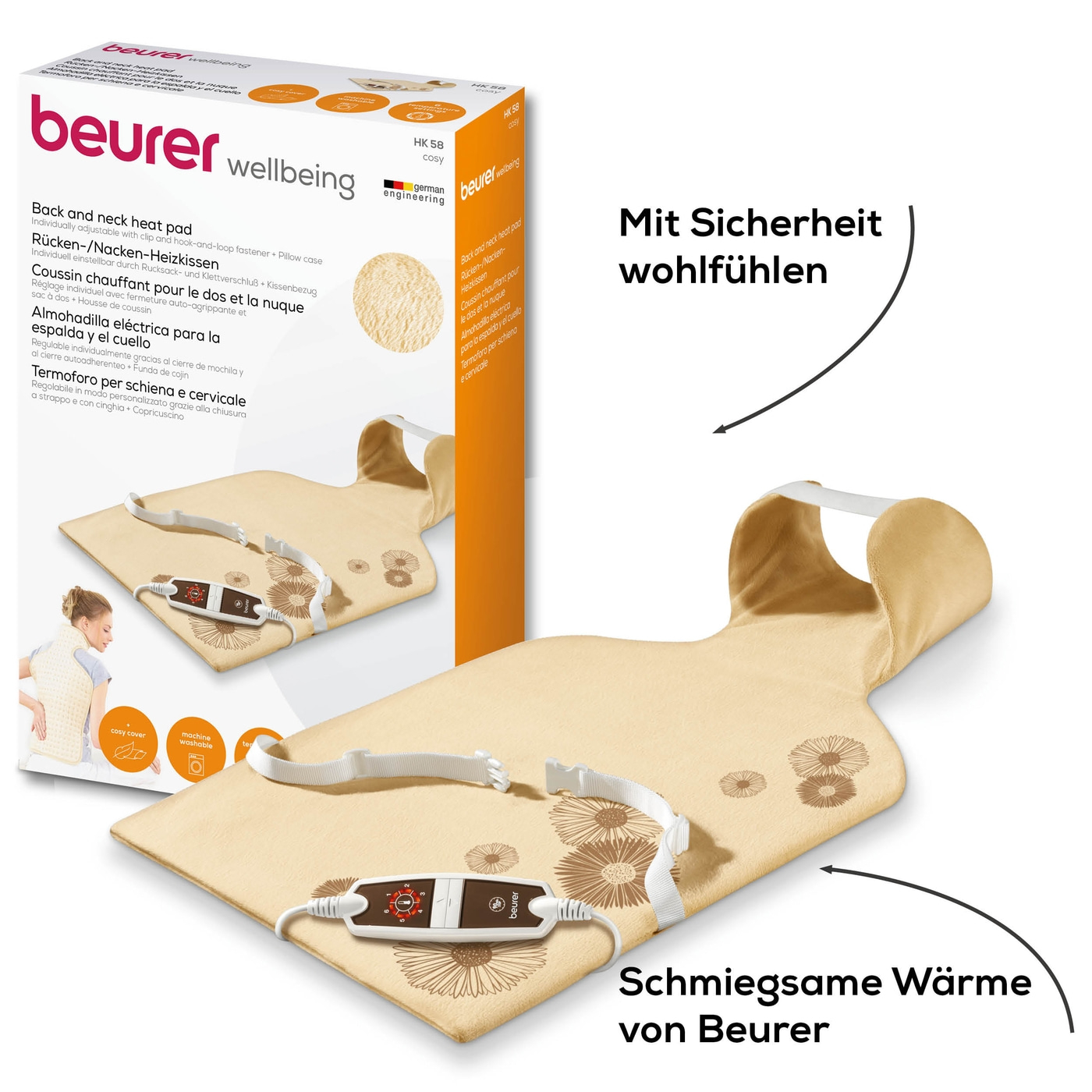 Beurer Rücken-/Nacken-Heizkissen HK 58 Cosy-Heizkissen für Nacken & Rücken mit praktischer Befestigung