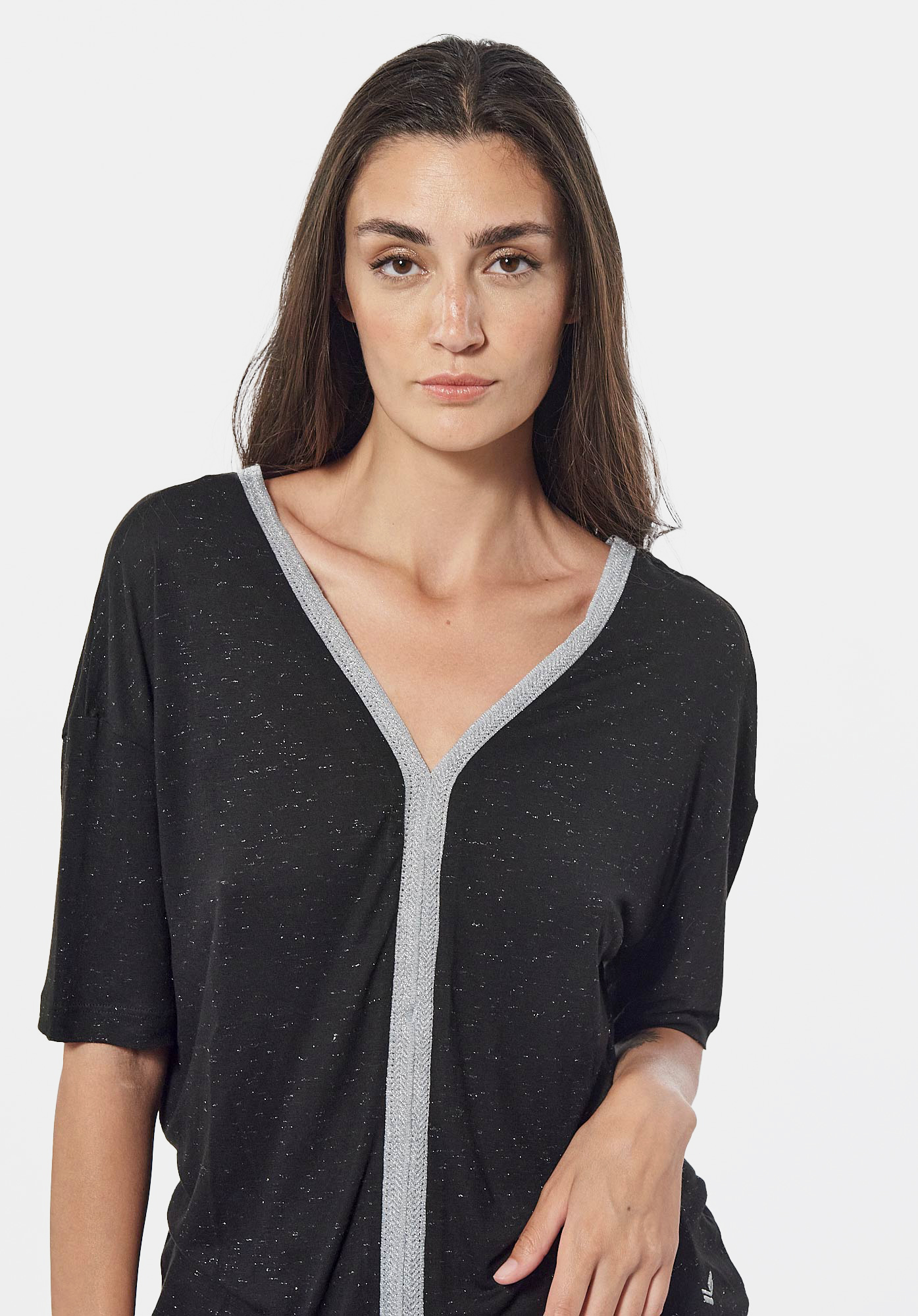 FANNY  T-shirt noir pailleté Femme