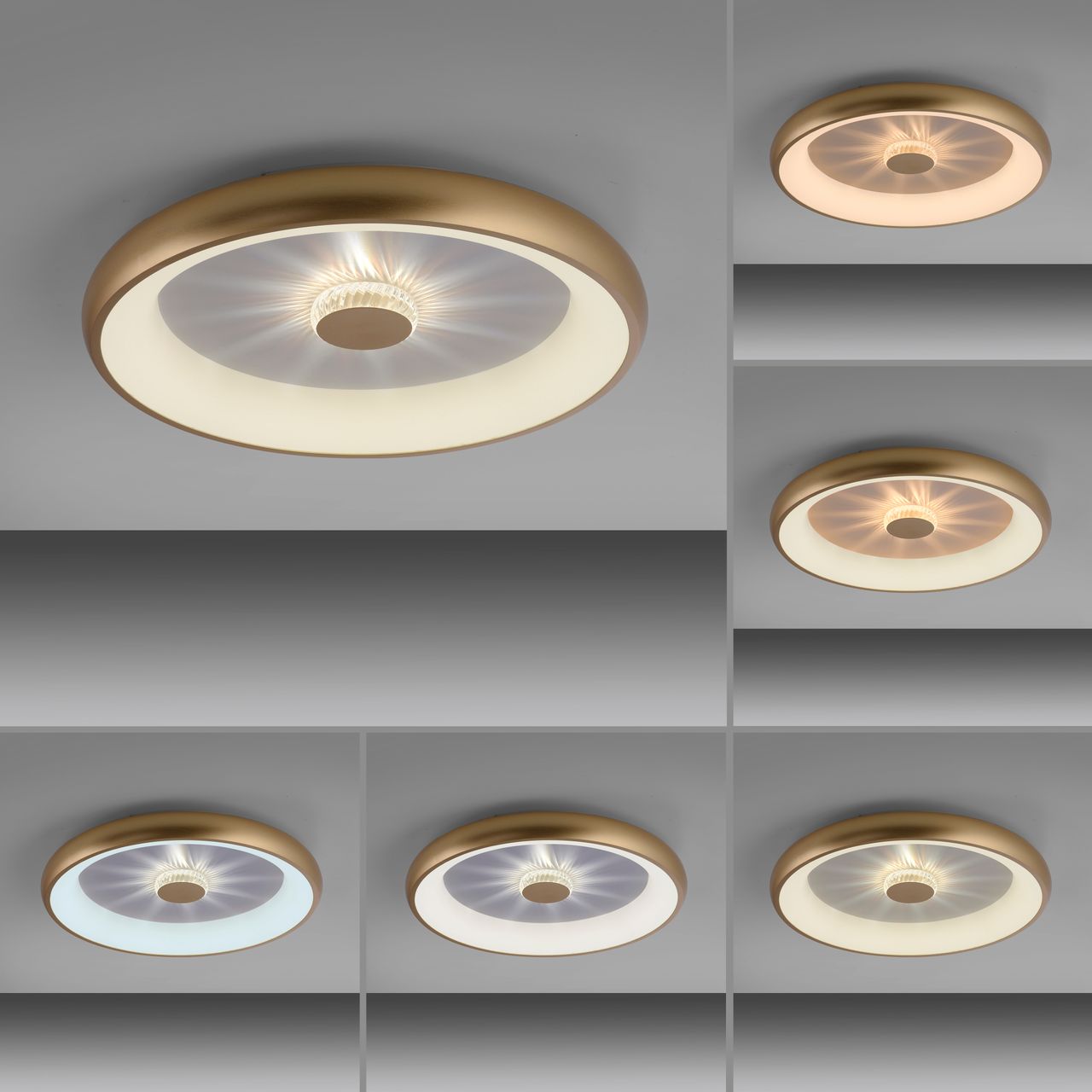 JUST LIGHT LED Deckenleuchte VERTIGO, CCT, dimmbar, Fernbedienung, Ø61,5cm, Kristall-Effekt