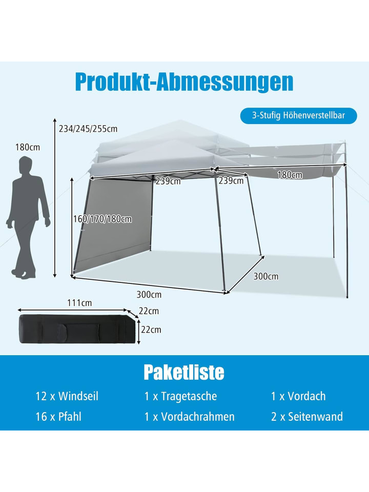 COSTWAY 3x6m Faltpavillon in Grau günstig kaufen onesize