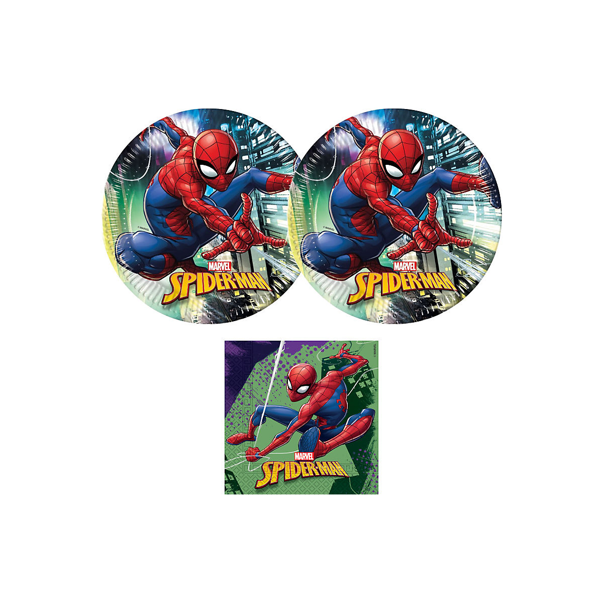 4. Geburtstag Spiderman Partygeschirr & Deko Set 57 Teile für 8 Kinder