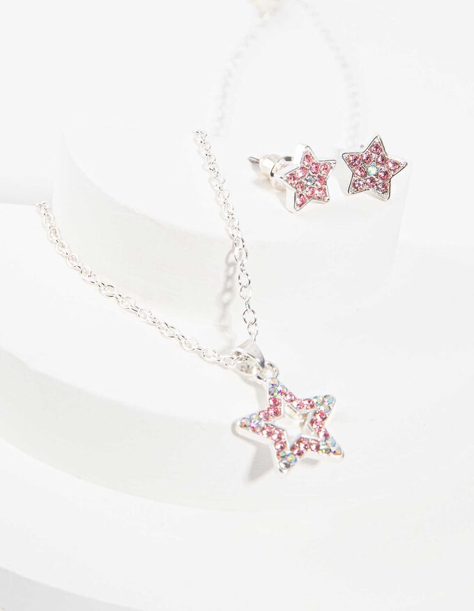 Set aus Kette und Ohrring - Ziersteine