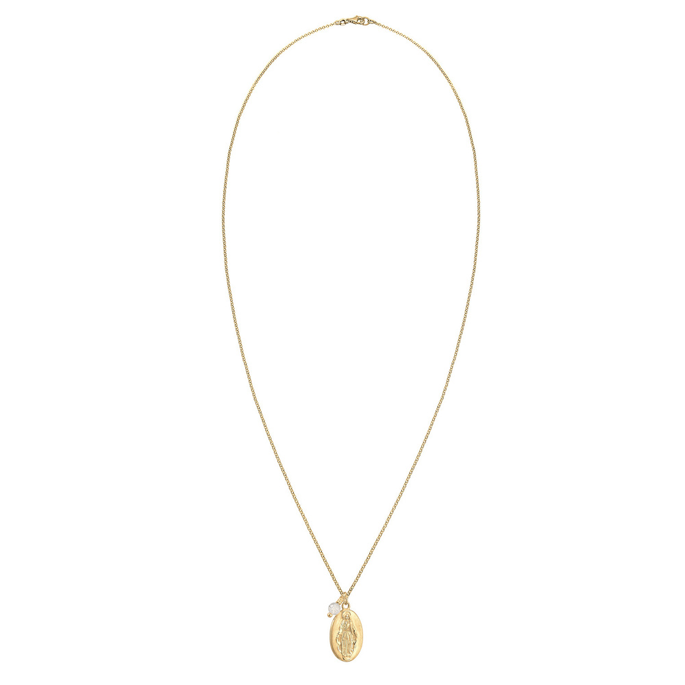 Elli Elli Collier Femme Pendentif d'Image Mariale Femme Uni avec Boule de Labradorite  collier