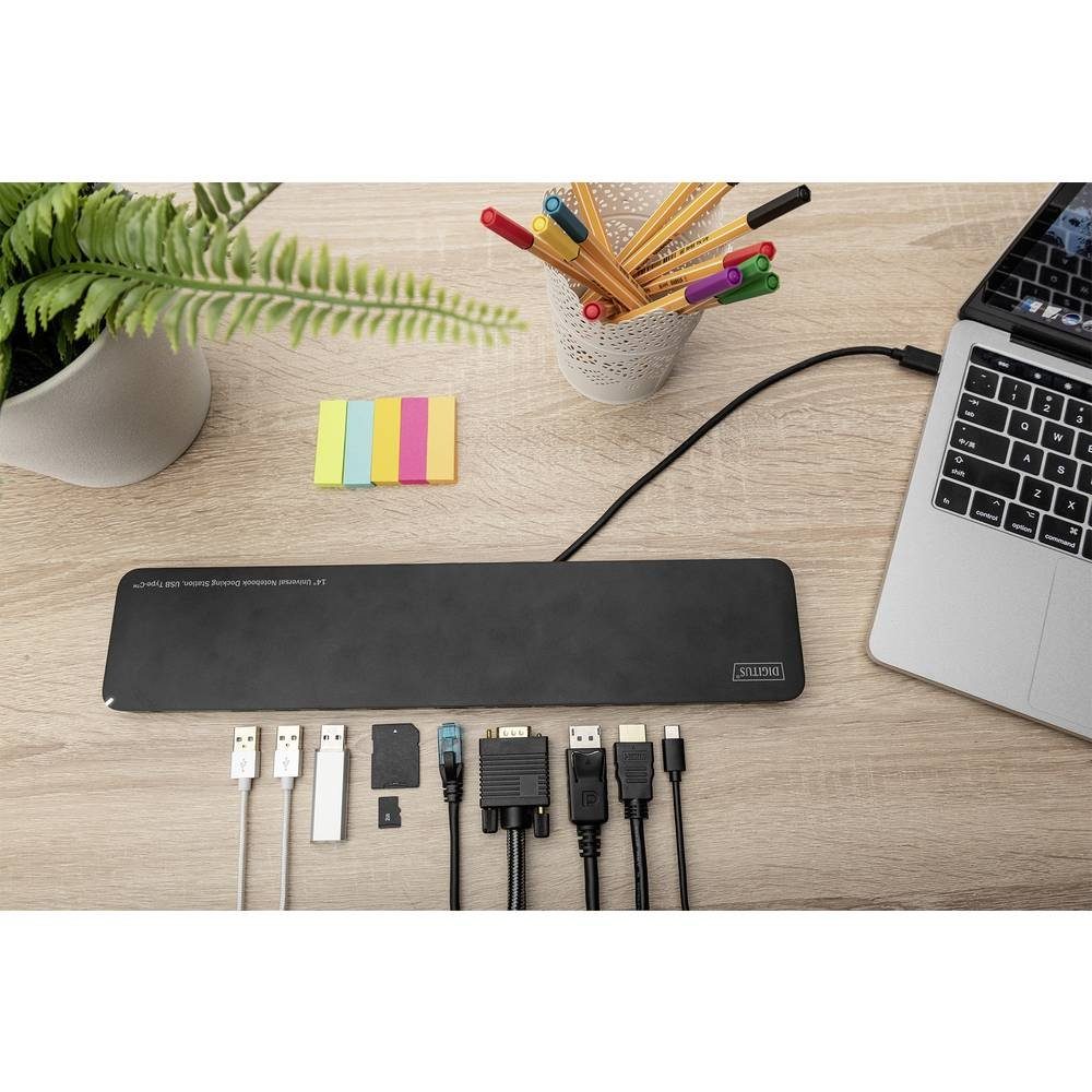 Digitus Laptop-Dockingstation 14″ Universal Notebook Docking Station, USB-C 3x, inkl. Ladefunktion
