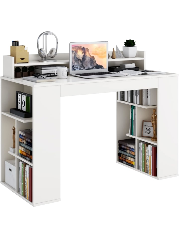 COSTWAY Schreibtisch mit 2 Bücherregalen 120cm in Weiß günstig kaufen onesize