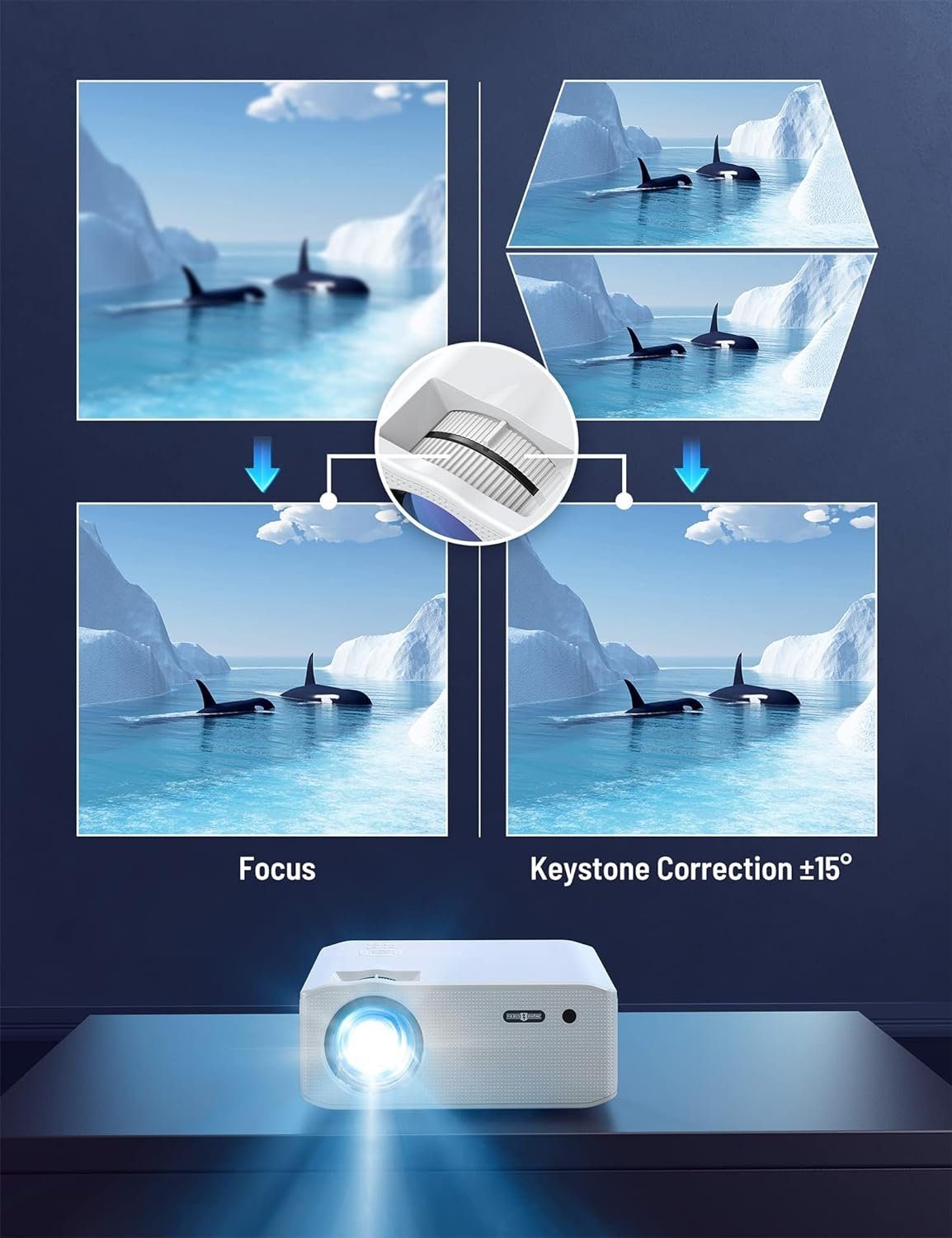 Paris Rhône Beamer Full HD 4K Home Cinema mit 5G WiFi Portabler Projektor (15000 lm, 15000:1, 1920x1080 px, Projector for Phone TV Firestick Laptop PS5)