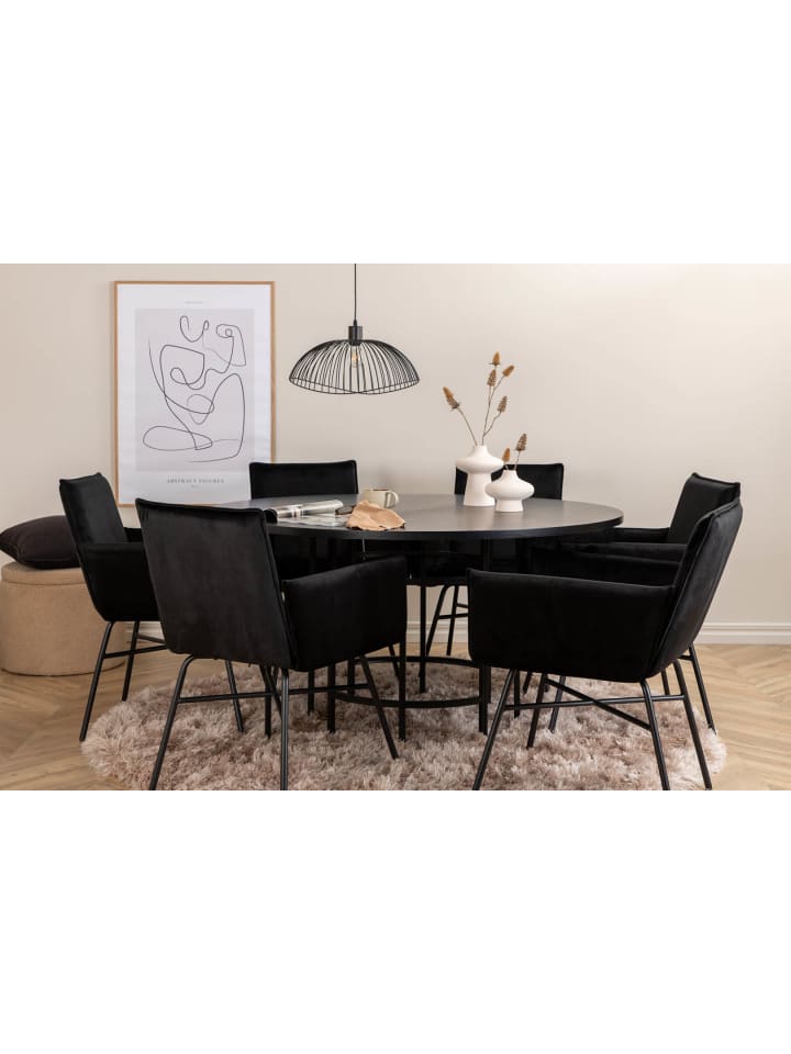 ebuy24 Essgruppe Copenhagen (7-teilig) Schwarz 140 x 140 cm günstig kaufen onesize