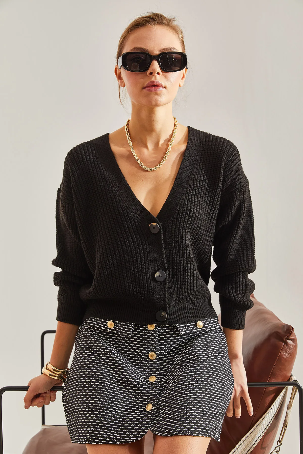 Bianco Lucci  Geknöpfter Strick-Cardigan für Damen