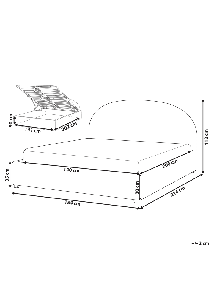 Beliani Doppelbett VAUCLUSE in Blau - (W) 154 x (H) 112 x (L) 214 cm günstig kaufen onesize
