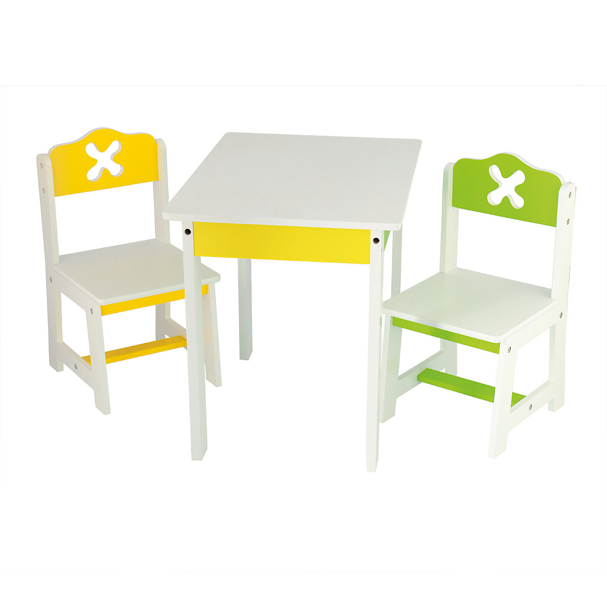 Kindersitzgruppe aus Holz Schönes 3er Set Tisch mit Stühlen Kinder Spieltisch Kindersitzgruppen