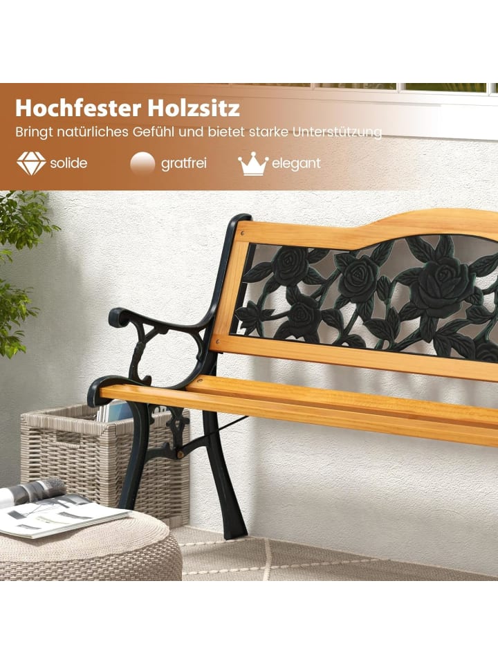 COSTWAY Gartenbank 126 x 52 x 74 cm in Beige günstig kaufen onesize