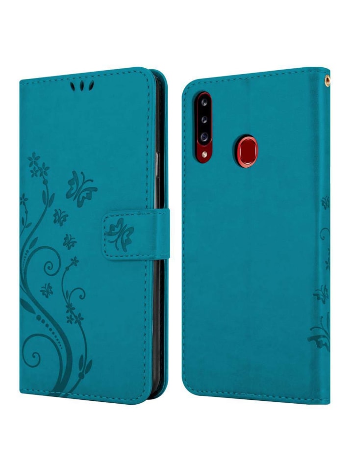cadorabo Hülle für Samsung Galaxy A20s Blumen Design in FLORAL BLAU günstig kaufen onesize
