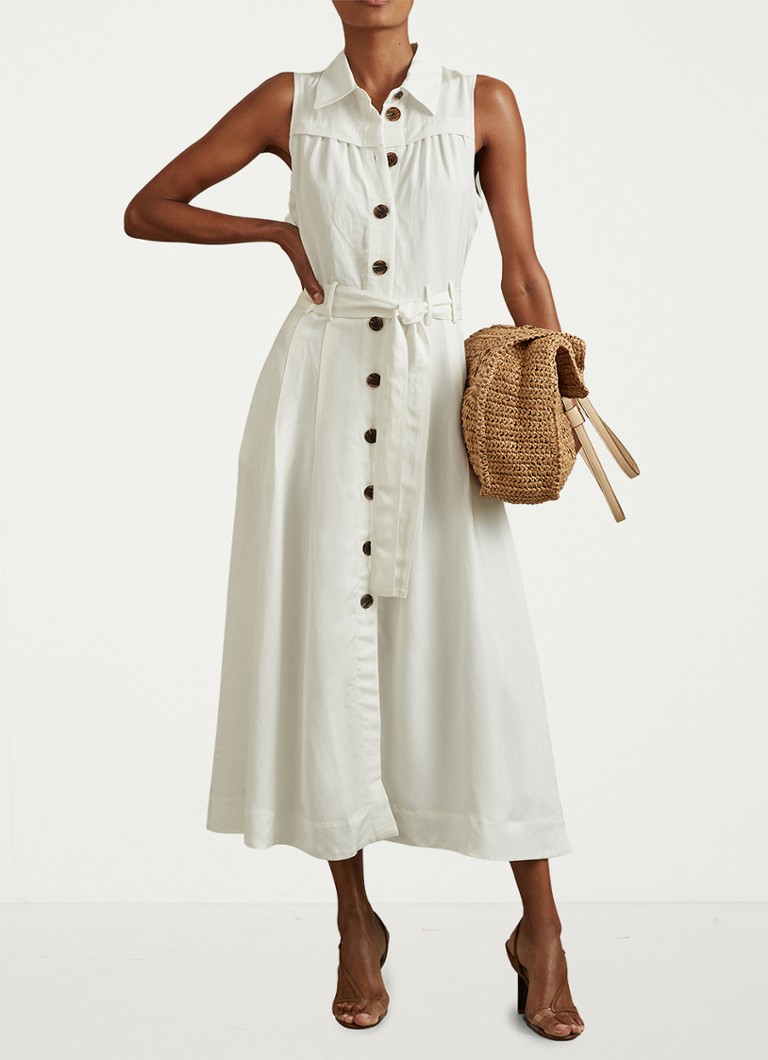 Rochie midi Reiss Heidi din amestec de in cu curea legată