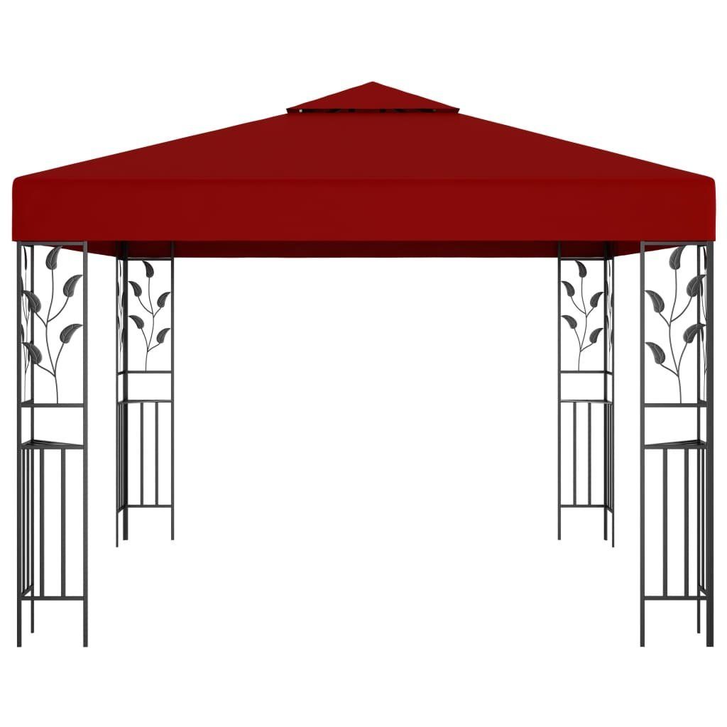vidaXL Partyzelt Pavillon mit LED-Lichterkette 3x3 m Weinrot