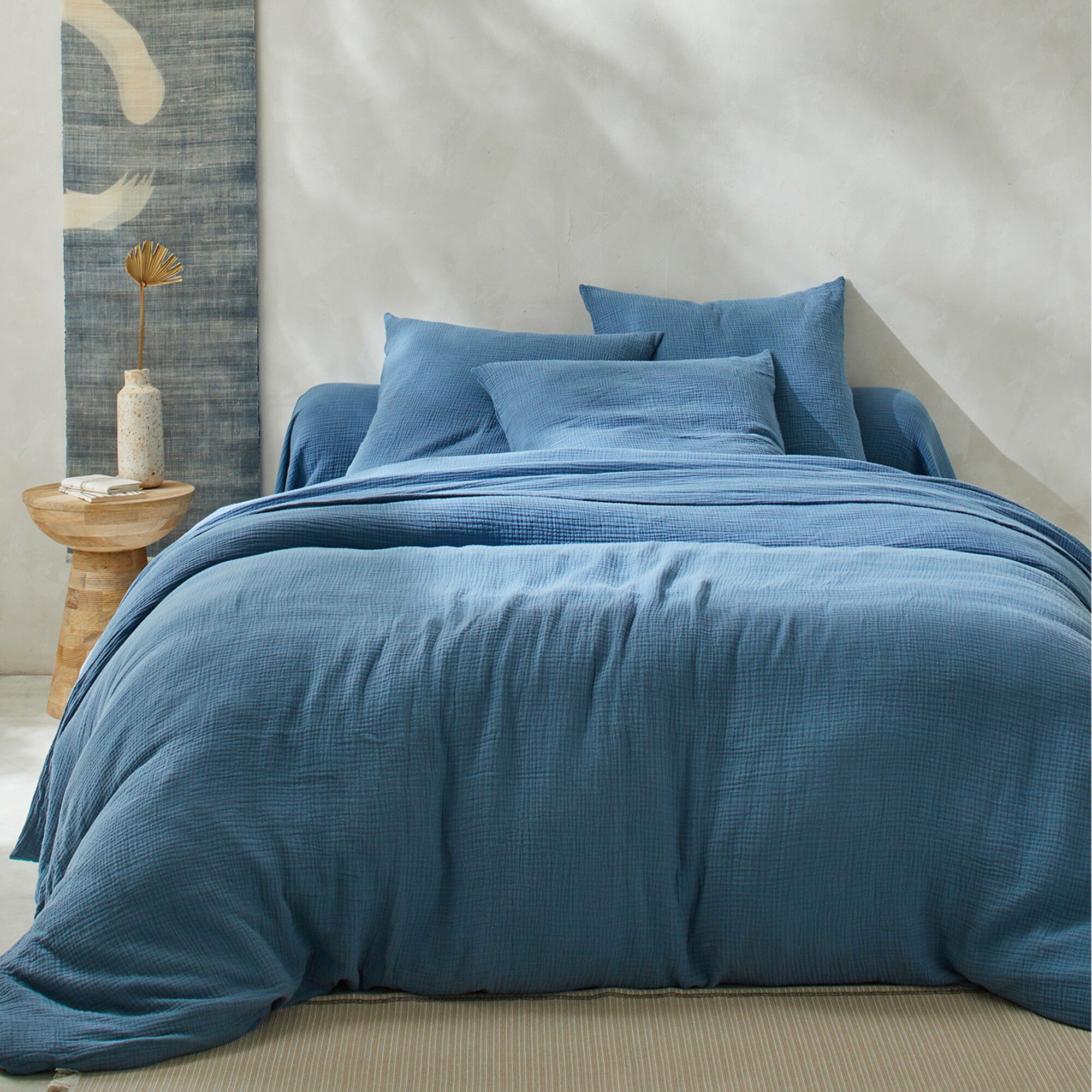 Linge de lit uni en triple gaze de coton
