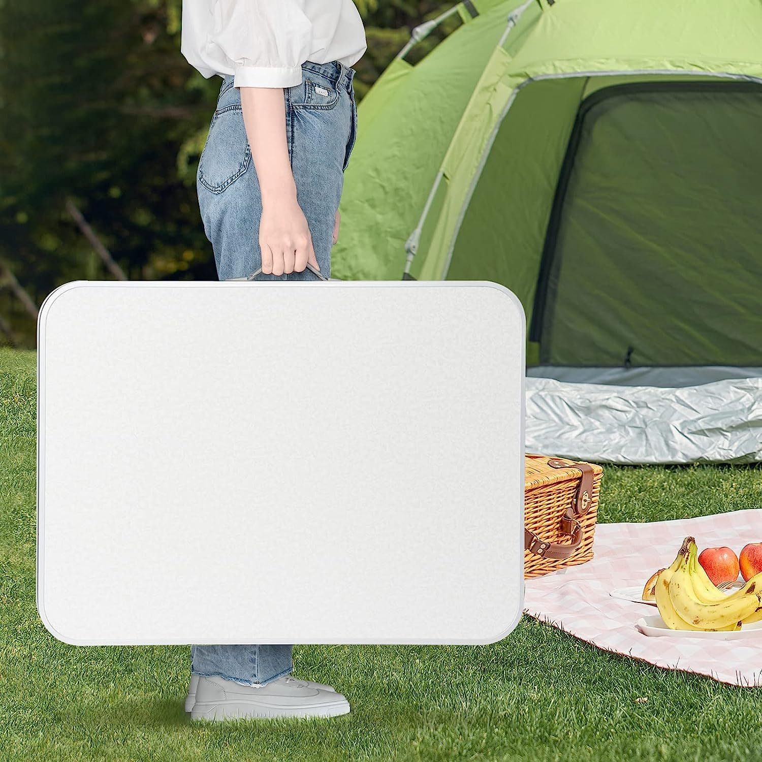 Woltu Campingtisch, Gartentisch tragbar, Reisetisch klappbar, aus Alu, MDF