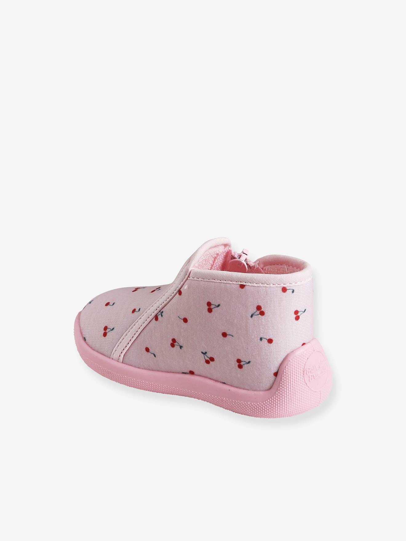 Chaussons zippés bébé fabriqués en France rose