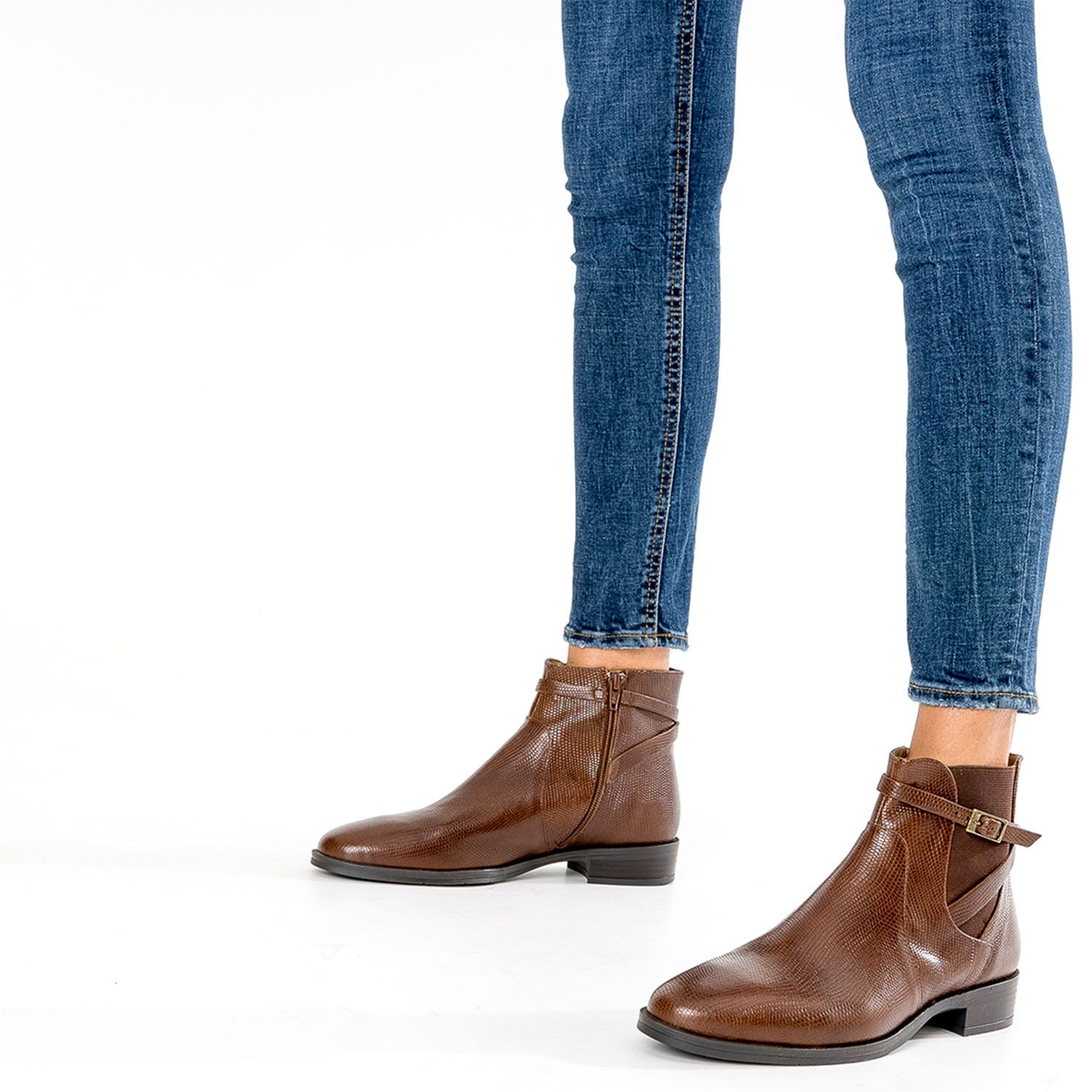 Chelsea boots ERAM FLEX cognac en cuir avec bride