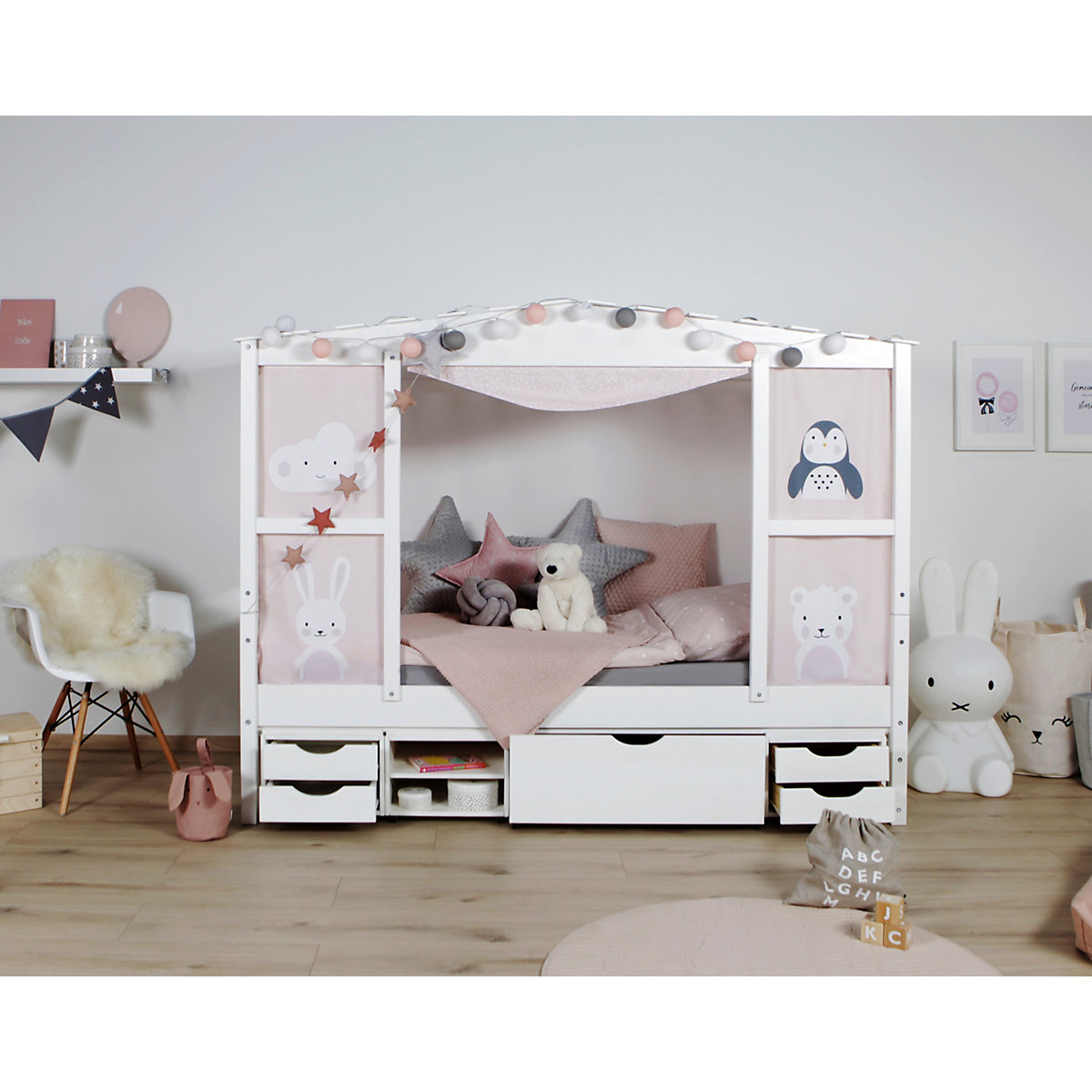 Hausbett mit Bettkasten 