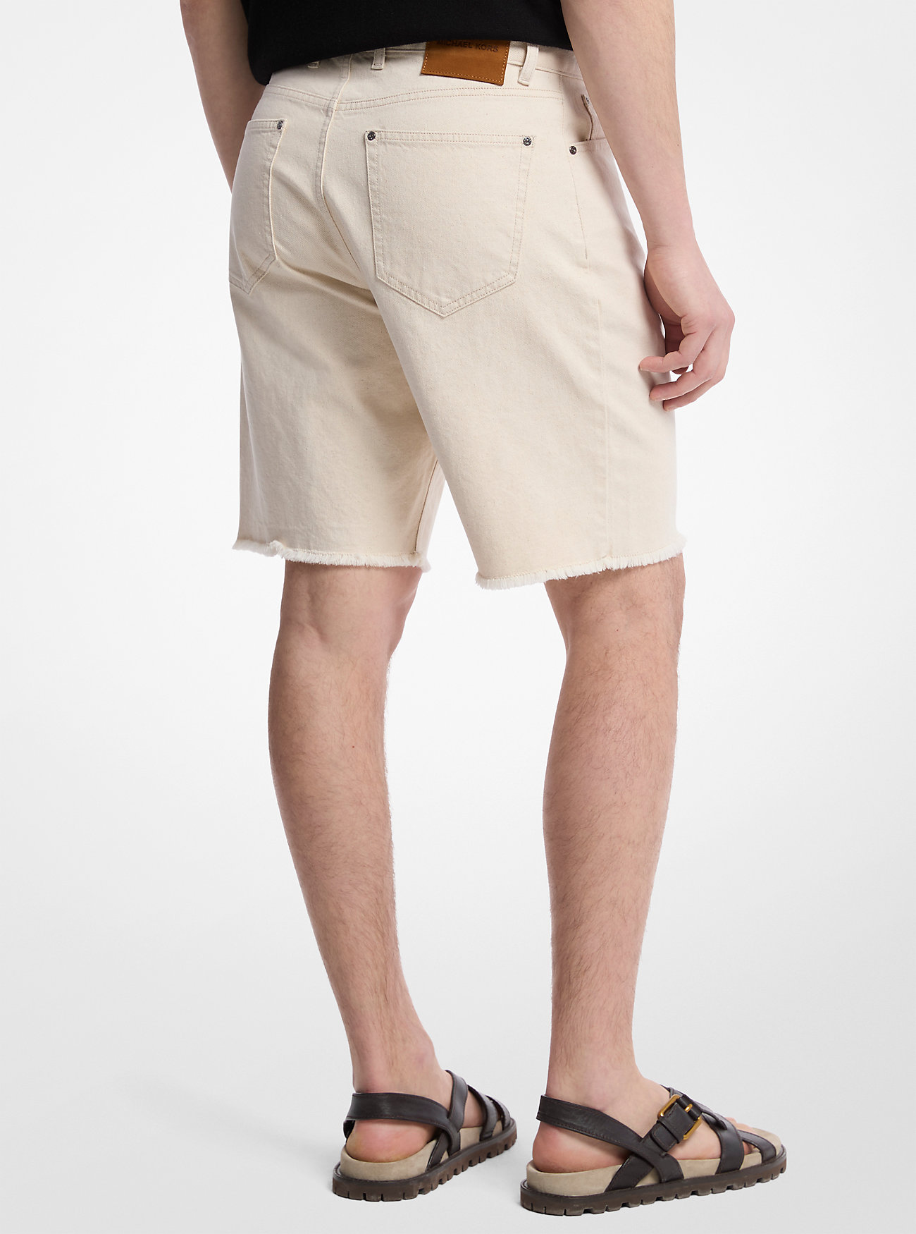 Frynsete denimshorts - ECRU