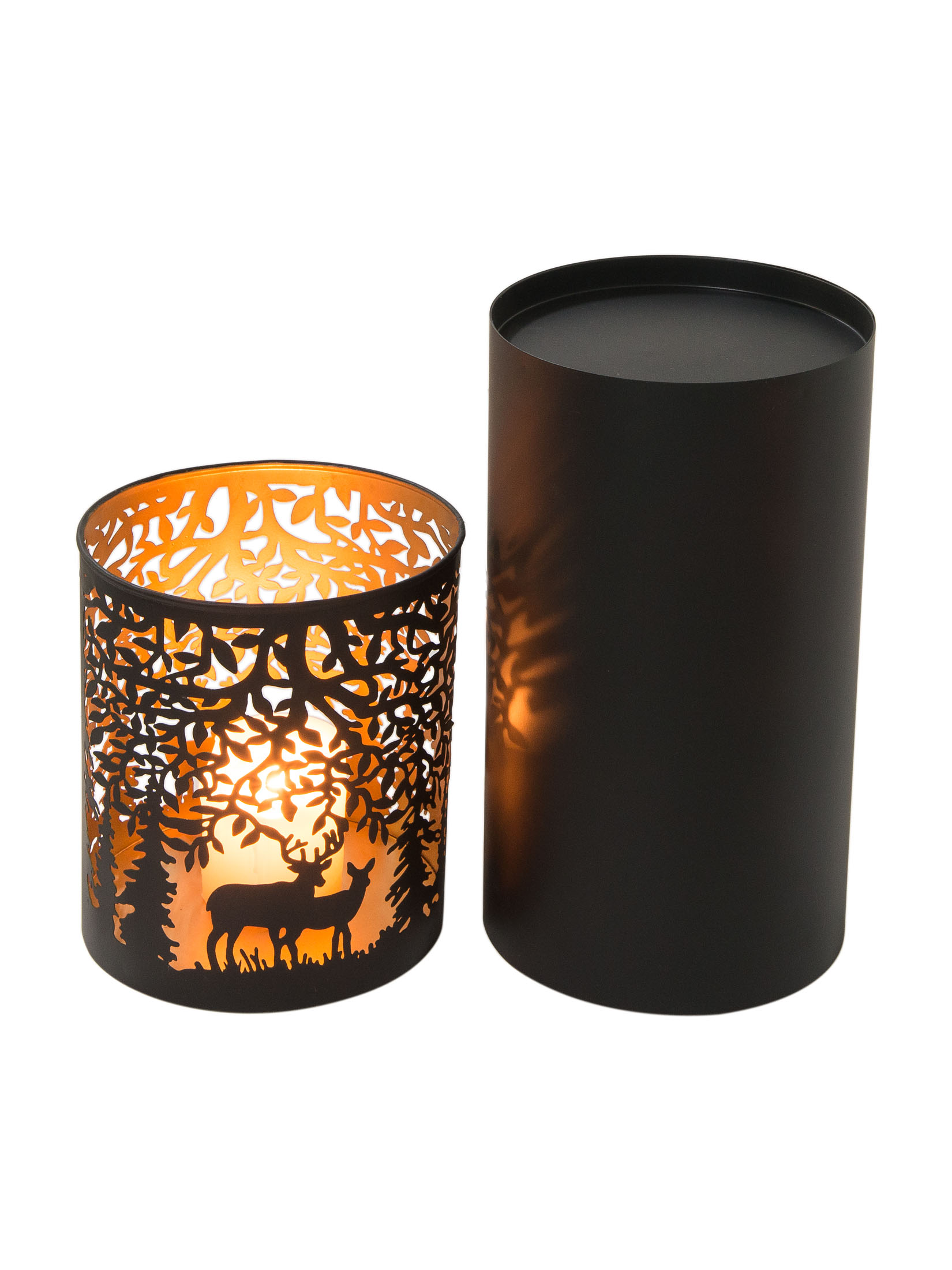 Ravina Windlicht auf Standfuß, Black/Gold