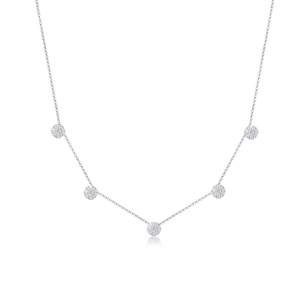 Elli Elli Collier Femme Boule Fleur avec Cristal  - (925/1000) Argent collier