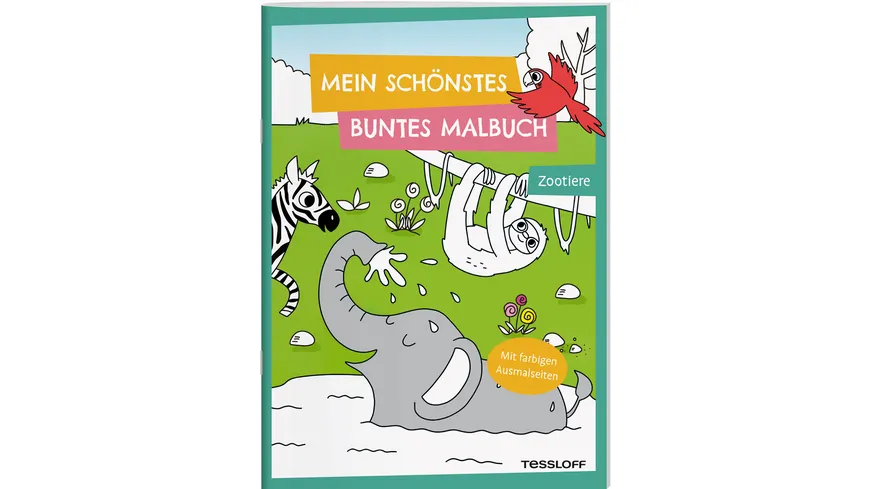 Mein schönstes buntes Malbuch. Zootiere - Mit farbigen Ausmalseiten. Ab 5 Jahren