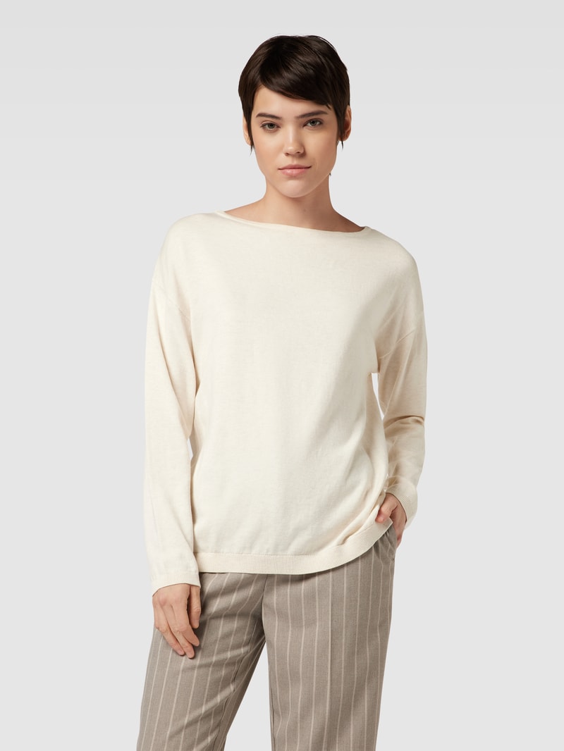 Strickpullover mit U-Boot-Ausschnitt Modell 'BERGA' in ecru meliert