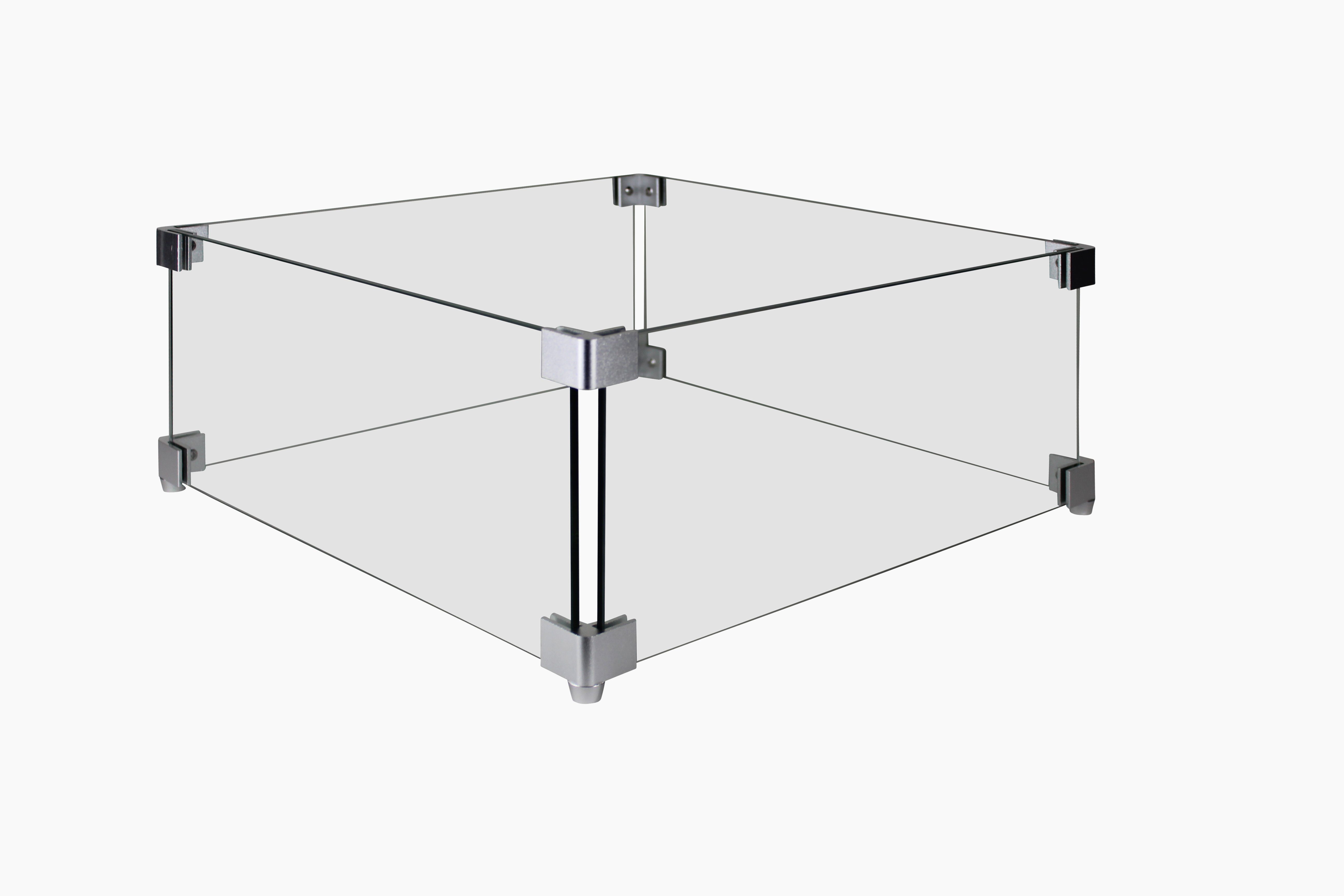 Firestar Feuertisch Gas-Einbau-Brenner SET inkl. Glas, Lavasteinen, Elektrozündung 40x40cm, (Komplett-Set), Edelstahl