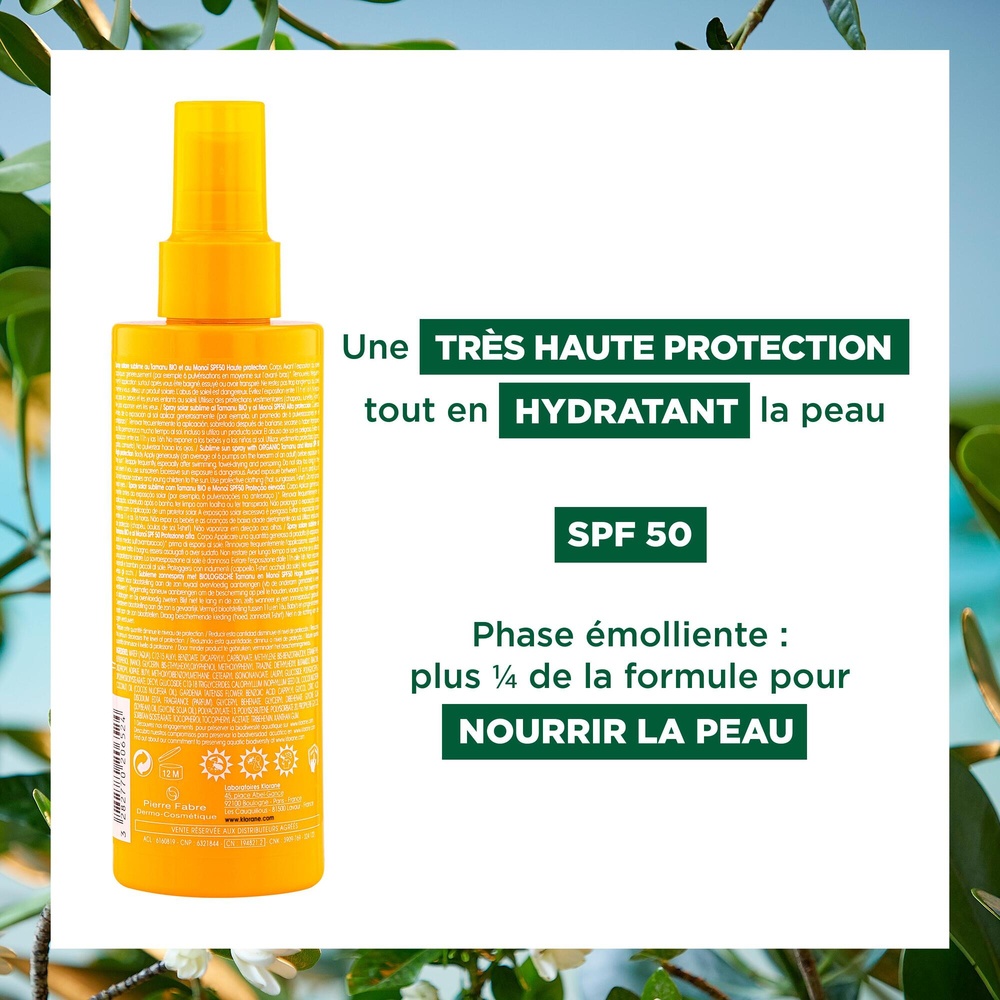 Klorane SOLAIRE Spray solaire sublime SPF50 - 20 0ml Spray solaire
