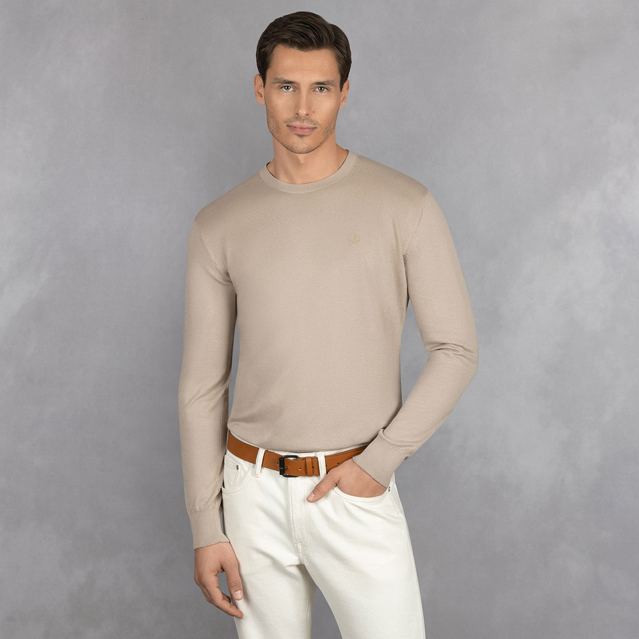 Baumwollpullover Rundhals Herren