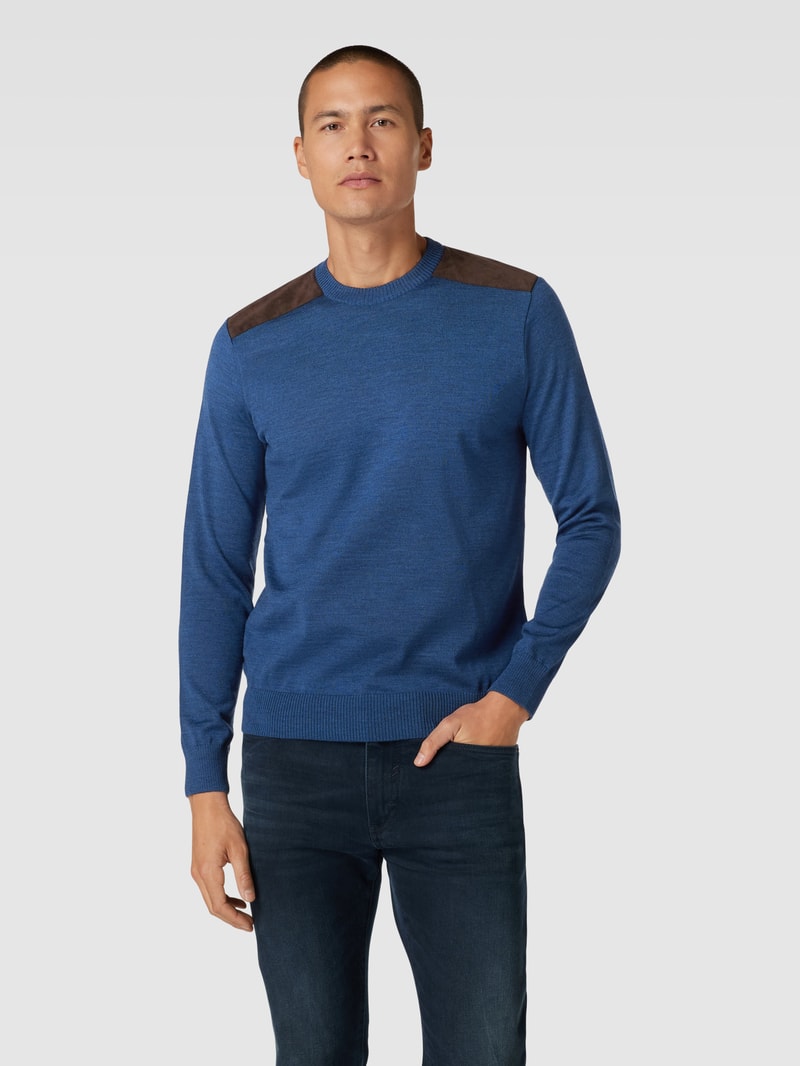 Strickpullover mit Kontraststreifen in jeans