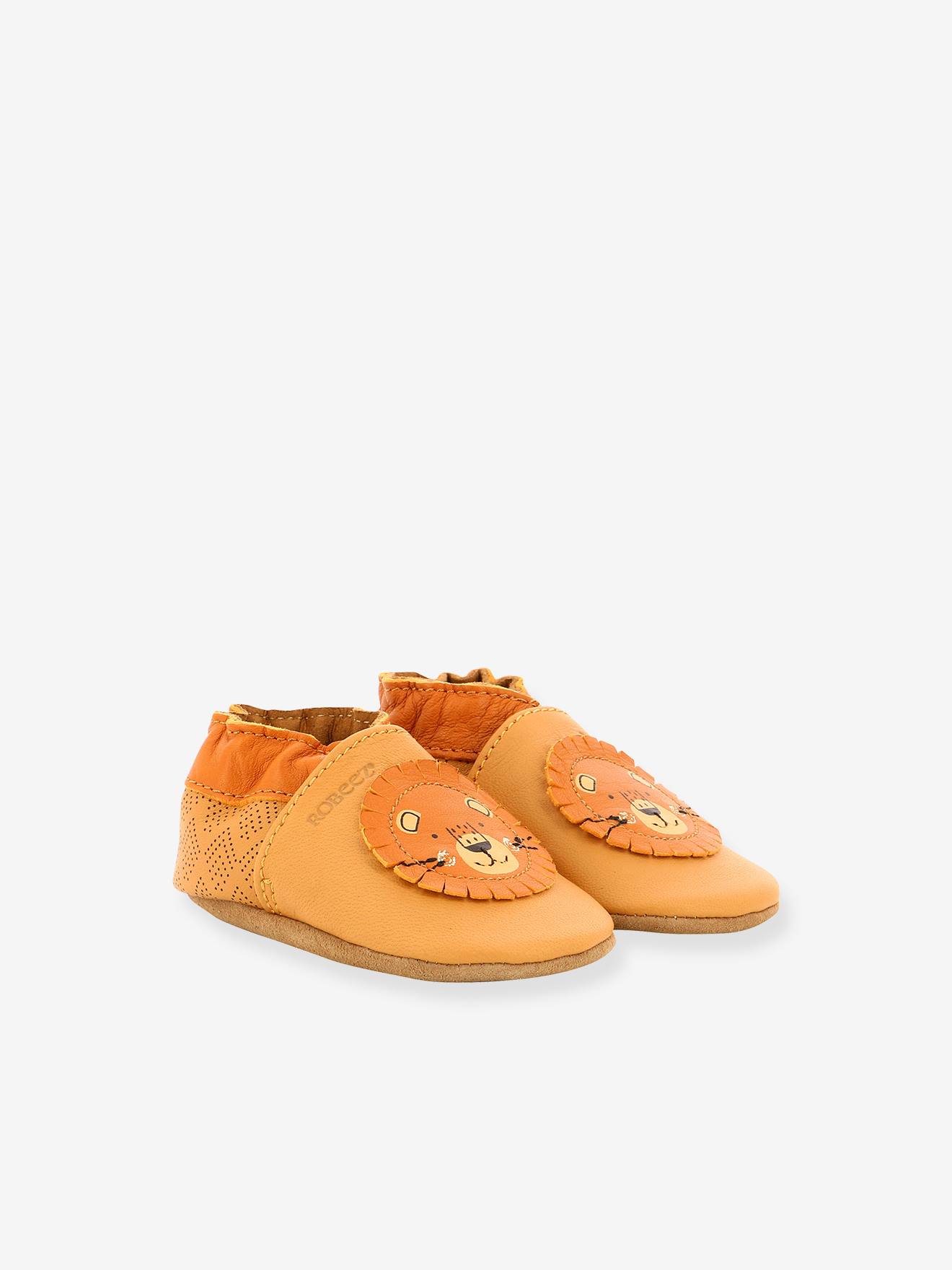 Chaussons cuir souple bébé Grooar ROBEEZ© camel