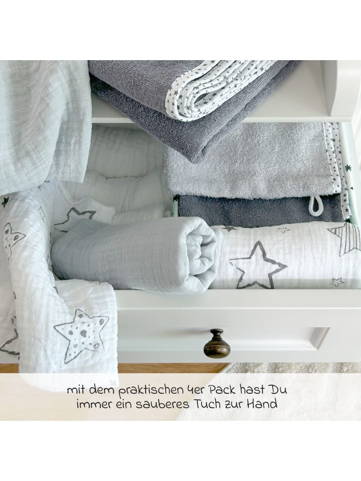 Makian Mullwindel / Mulltuch 4er Pack 70 x 70 cm - Sterne günstig kaufen onesize