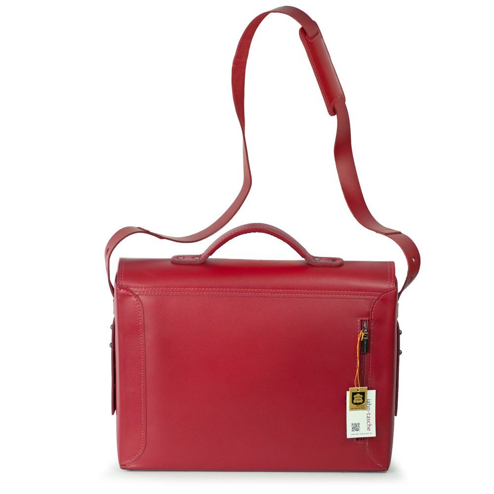 Jahn-Tasche Aktentasche Damen-Aktentasche, Leder Kirsch-Rot, Futter Grau, Jahn-Tasche 609