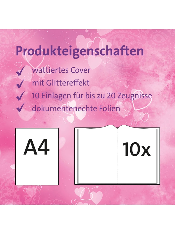 ROTH Zeugnismappe Einhornportrait mit Glitzereffekt in Rosa günstig kaufen onesize