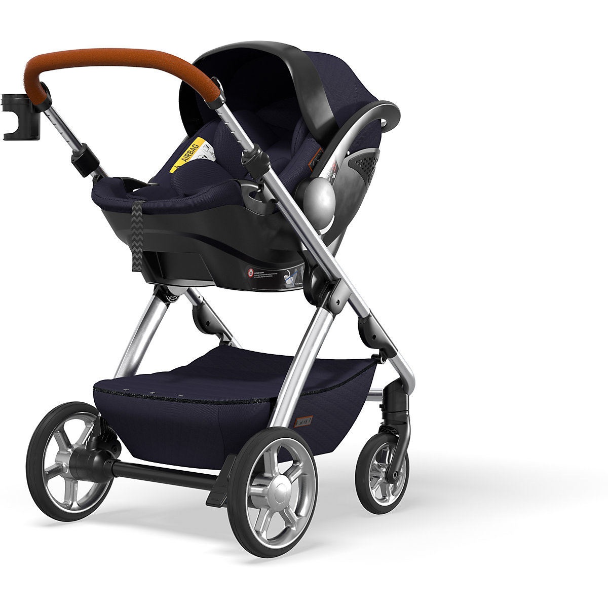 Kombi Kinderwagen N° ONE, navy  original WF , graues Gestell