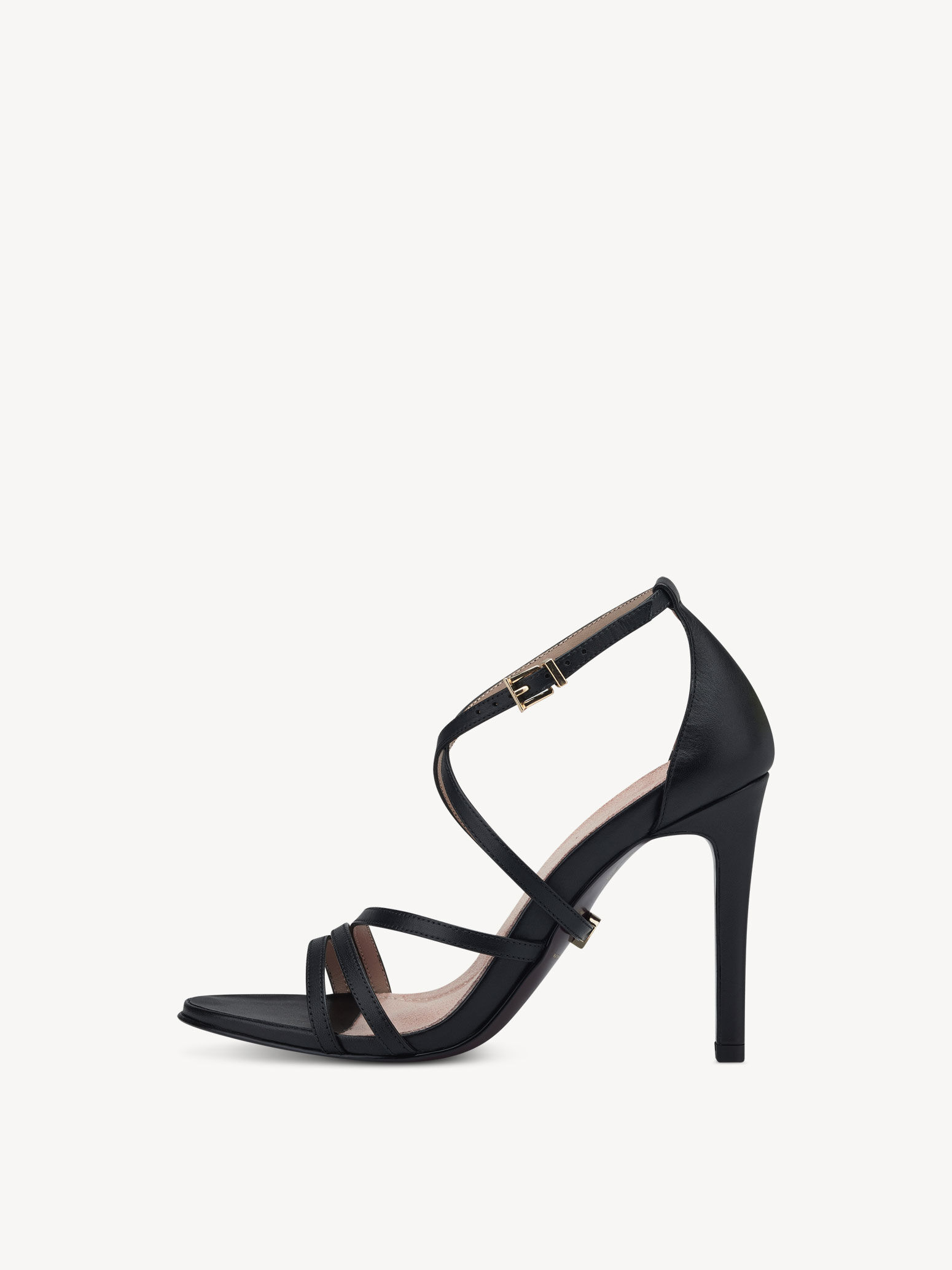 Sandale à talon en cuir - noir